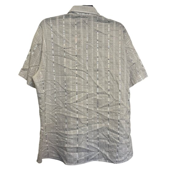 D&G Dolce & Gabbana Mens XL Short Sleeve Button-Up Shirt White Metallic Striped - Picture 2 of 5